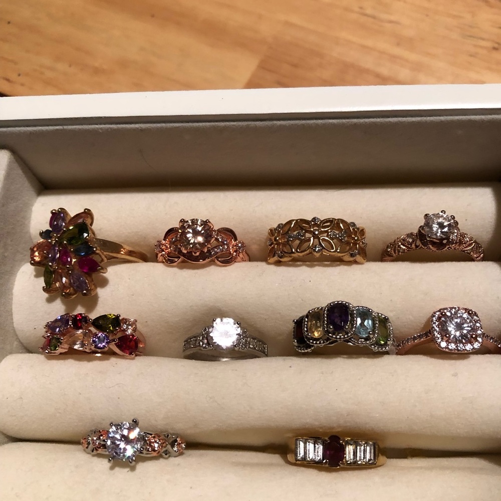 Various rings new different sizes, colors, shapes